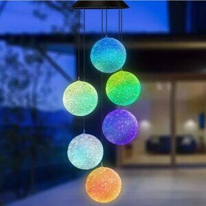 Solar Color Changing Crystal Ball LED Wind Chimes.